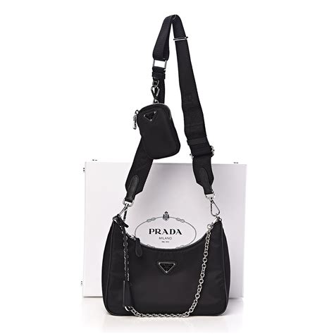 black nylon prada shoulder bag|Prada shoulder bag re edition.